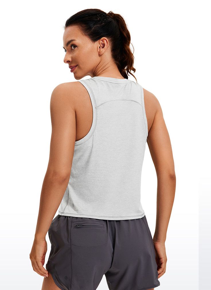 Ultra-lightweight and soft fabric with good breathability to keep you cool, and ultra-fine brushed feel for a comfortable and skin-friendly experience. High neck sport tank top with oversized armholes allows you to move freely without restraint. Great for running, exercise and other intense sports. Feature & Fitting: 
 Design for running, exercise 
 Cropped length, loose-fitting 
 Oversized armholes and high neck 
 Fabric: 
 Soft and lightweight fabric 
 Ultra-fine brushed feel 
 Four-way st