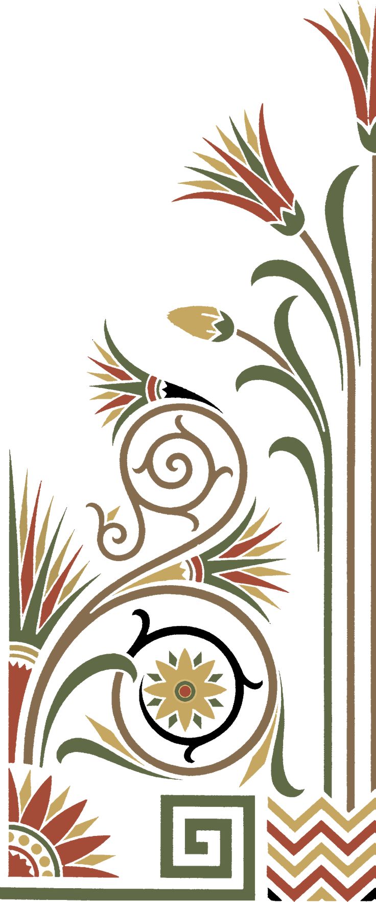 an art nouveau design with flowers and leaves