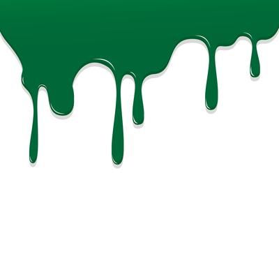 green paint dripping down the side of a white wall