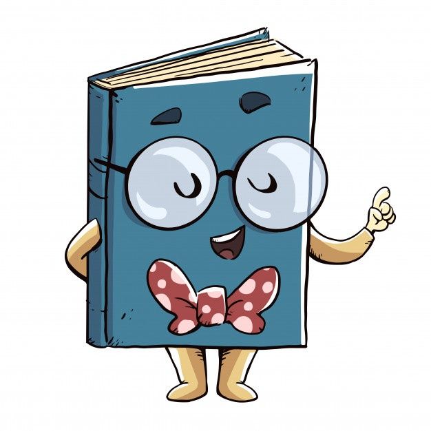 a cartoon book with glasses and a bow tie on it's head is holding his hands up