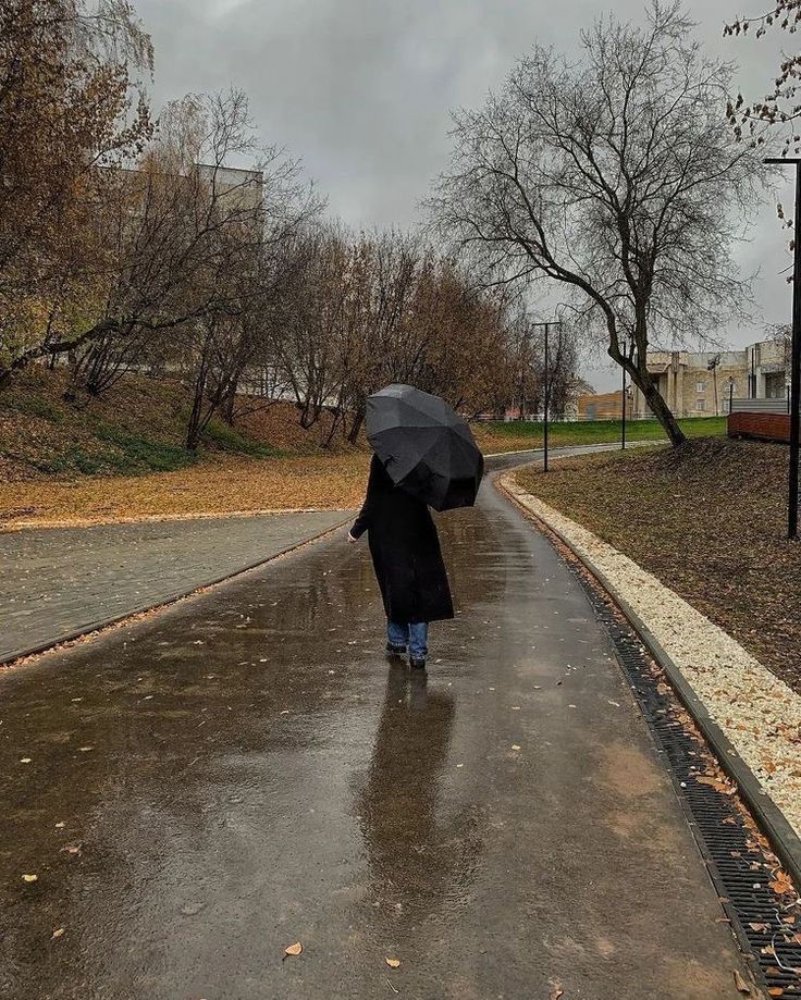 a person walking down the street with an umbrella