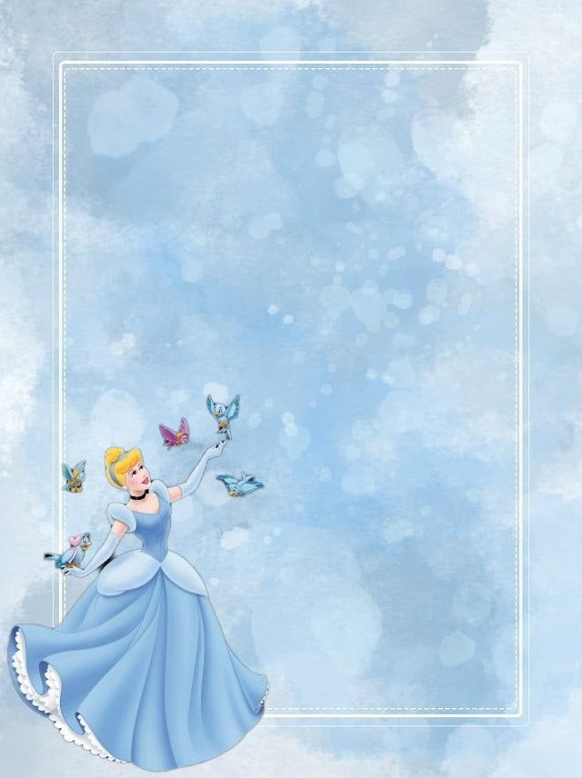 a princess with butterflies in her hand on a blue and white background that is framed by a square frame