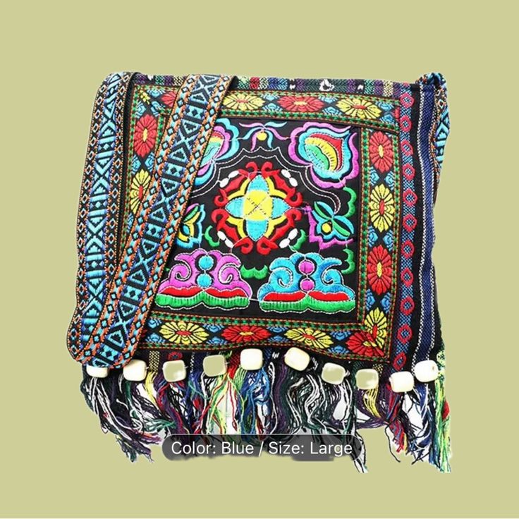 Large Embroidered Bag With Tassels. Bag Measures 11.4 Inches By 9.84 Inches. Durable With Cross Body Strap. New In Package. Embroidered Blue Shoulder Bag For Everyday Use, Blue Embroidered Shoulder Bag For Everyday Use, Blue Rectangular Bags For Festival, Blue Embroidered Bags For Everyday Use, Blue Embroidered Bag For Everyday Use, Traditional Blue Shoulder Bag With Adjustable Strap, Traditional Blue Rectangular Shoulder Bag, Blue Floral Embroidery Bags For Everyday Use, Everyday Blue Embroidered Shoulder Bag