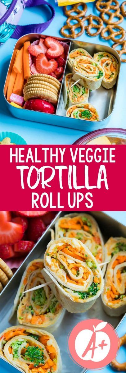 healthy veggie tortilla roll ups are an easy lunch idea