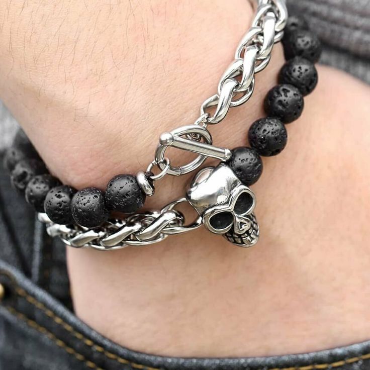 Ships Within 9-12 Days Brand New Casual Black Stainless Steel Jewelry, Emo Jewelry Men, Mens Alternative Jewelry, Men Silver Jewelry Aesthetic, Casual Black Metal Jewelry, Goth Male Jewelry, Casual Silver Stainless Steel Jewelry, Masculine Silver Jewelry Gift, Masculine Adjustable Silver Jewelry