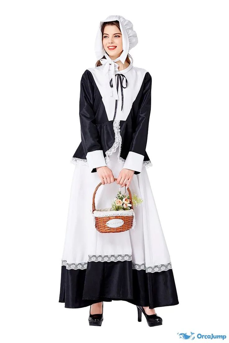 Orcajump - Mid-century idyllic style noblewoman clothes role-playing European-style maid maid game uniform stage clothes - Final Sale European Manor, Maid Clothes, Black And White Long Dresses, Medieval Manor, Stage Clothes, Manor Garden, Halloween Clothes, Suit Vintage, French Maid