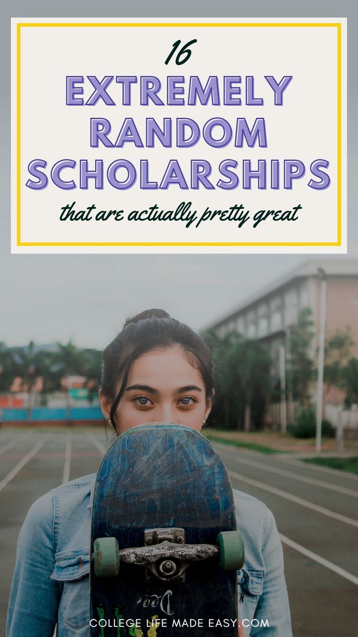 college girl holding skateboard in front of lower portion of face, text reads "16 extremely random scholarships that are actually pretty great" Non Essay Scholarships, No Essay Scholarships For College, College Scholarships For Twins, Scholarships Without Essays, Scholarships For College Sophomores, Scholarships To Apply For As A Junior, September Scholarships 2024, Applying For Scholarships, Middle School Scholarships