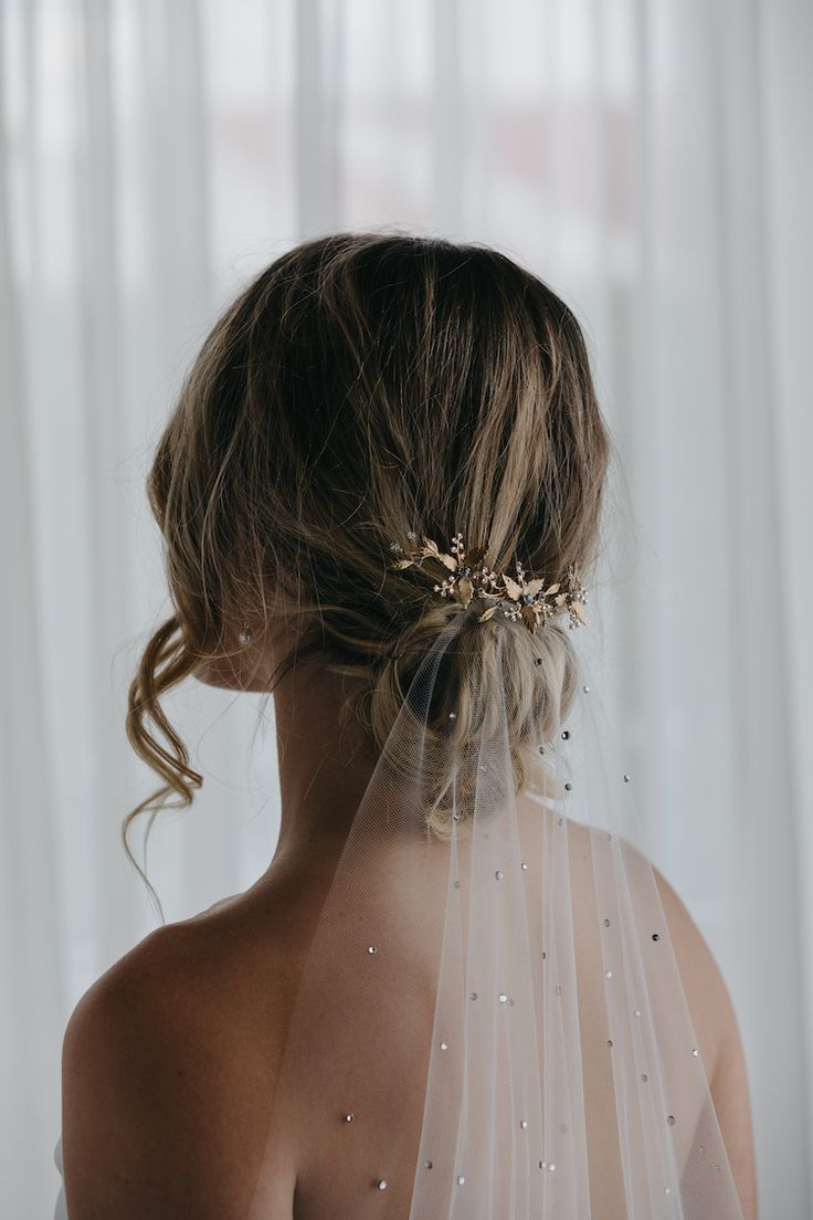 the back of a bride's head wearing a veil