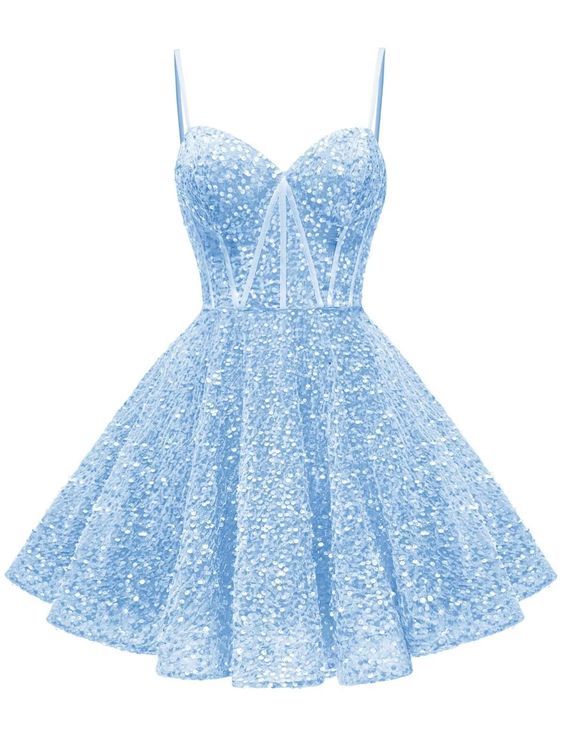 Under The Sea Dresses Hoco, Winter Fest Dresses Short, Small Blue Dresses, Middle School Dance Dresses Short, Winter Ball Dresses Middle School, Cute Winter Formal Dresses Short, Knee Dresses Length, Hoco Dresses Light Blue, Light Blue Hoco Dresses