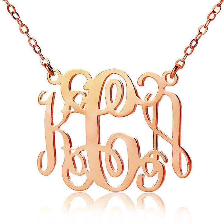 It is time to make a statement with this Large Monogram Necklace in 18K Rose Gold Plated Silver. This beautiful Rose Gold Monogram necklace measures over two inches and can be fully personalized with up to three initials of your choosing. The pendant comes on a very sturdy Rollo Chain, also plated in 18K Rose Gold.*This custom made item may take up to 14 days for delivery.Material: 18k Rose Gold Plated Sterling Silver 0.925Thickness: 0.7mm/0.03"Height of Pendant: 45mm x 52mm (1.8" x 2")Chain Sty Alexis Bellino, Monogram Necklace Gold, Silver Monogram, Necklace Initial, Monogram Ring, Nameplate Necklace, Monogram Jewelry, Gold Monogram, Monogram Necklace