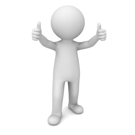 a person giving the thumbs up sign with both hands on his chest and one hand in the air