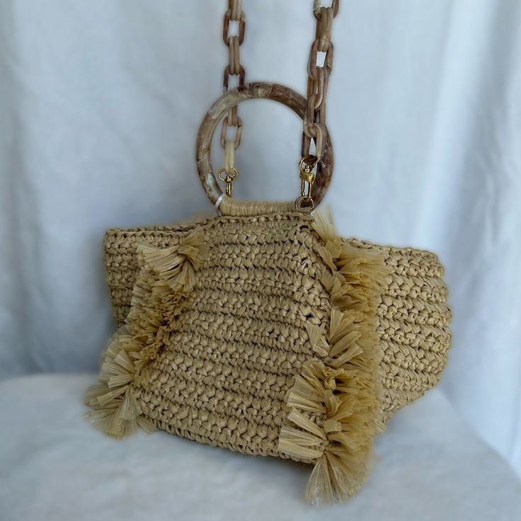 Never Worn Pristine Conditoon Nwt Coralina Straw Bag Top Handle Raffia Tote With Crossbody Strap. This Item's Measurements Are: Depth 17cm Handle Drop 8cm Height 17cm Max. Strap Length 107cm Width 29cm Beige Double Handle Bags With Dust Bag, Beige Double Handle Bag With Dust Bag, Luxury Natural Straw Bag With Removable Pouch, Natural Colored Rectangular Bucket Bag With Detachable Strap, Beige Crochet Bag With Round Handle For Shopping, Natural Rectangular Straw Bag With Dust Bag, Beige Straw Bag With Round Handles, Beige Beach Bag With Detachable Double Handle, Natural Straw Tote Bag With Detachable Strap