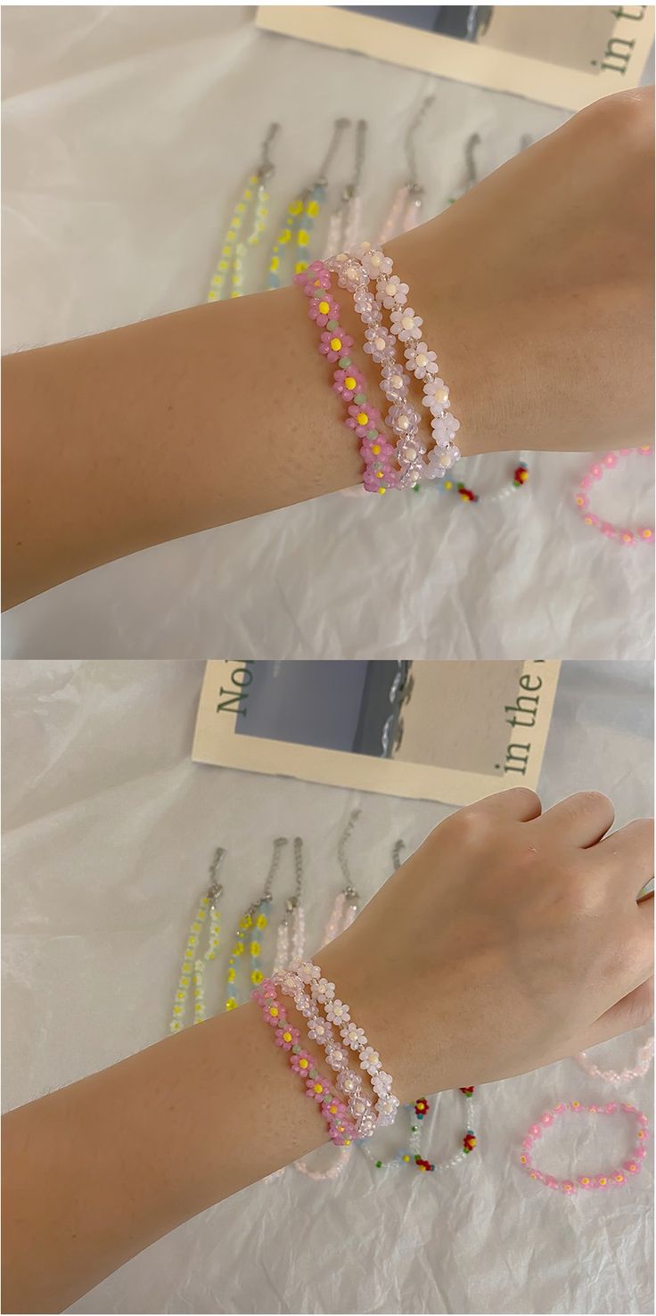 jury Pastel Bead Flower Bracelet | Bracelets for Women | KOODING Pastel Bracelets Beads, Cute Flower Bracelet, Beaded Flowers Bracelet, Korean Bracelet Diy, Trendy Flower Bracelets For Friendship, Trendy Flower Shaped Bracelets As Gift, Trendy Flower Bracelets As Gift, Casual Flower Shaped Jewelry, Casual Flower-shaped Jewelry For Spring