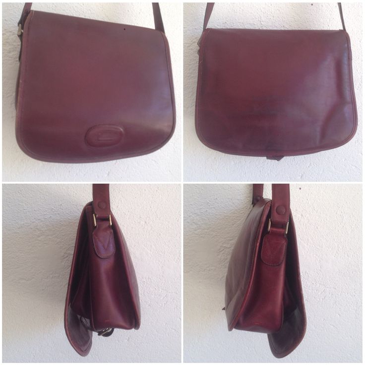 "Authentic vintage bag by Lancel - Paris. Made in Italy 1980s Crossbody bag in burgundy leather. Medium size . Square shape with rounded corners. Buckle closure. 1 main compartiment with zipped pocket. Small compartment (pocket) with snap button under the flap. Inside black leatherette. Logo L engraved on the front of the bag. Signature in golden letters inside. Adjustable strap. Vintage item in very good condition. To note: Some light trace of wear on the leather. Leather on one rivet (principa Vintage Burgundy Shoulder Bag For Everyday, Pucci Vintage, Logo L, Vintage Leather Handbag, Bag Logo, Quilted Crossbody Bag, Bags Logo, Vintage Bag, Black Quilt