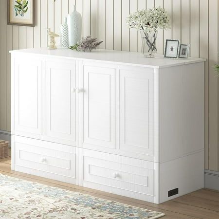 a white cabinet with drawers and vases on top