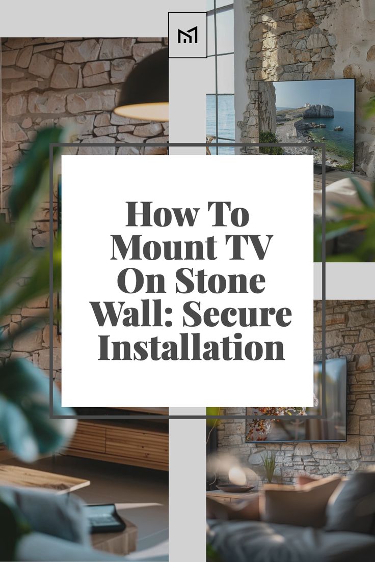 the text how to mount tv on stone wall - secure installation is shown in black and white