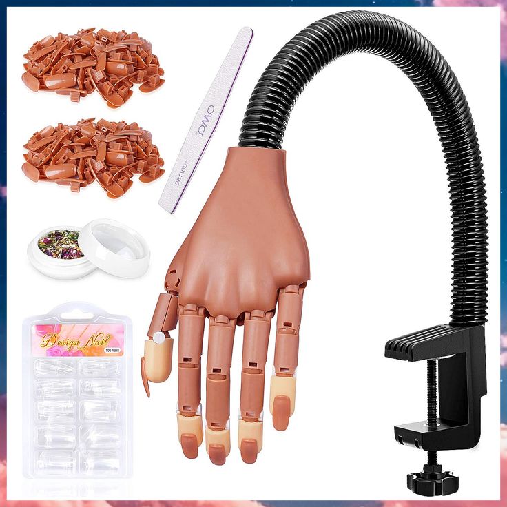 Nail Practice Hand, HoMove Professional Practice Hand for Acrylic Nails with Nail File and 300pcs Fake Nails, Flexible & Adju Nail Practice Hand, Nails Practice, Hand Practice, Nail Training, Clear Nail Tips, Nail Practice, Nail Bags, Watercolor Landscapes, Acrylic Nail Kit