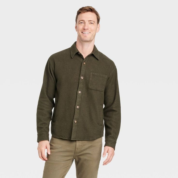 Add a timeless staple to your everyday wardrobe with this Long-Sleeve Button-Down Shirt from Goodfellow & Co™. This long-sleeve shirt features a collared neckline with a full button-down front and a chest patch pocket to add a touch of classic style to your everyday looks. Tailored in a standard fit, the button-down shirt is made from cotton flannel fabric to keep you comfortable throughout your day. You can wear it with chinos, jeans or trousers for versatile styling. Goodfellow & Co™: Feel goo Classic Button-up Flannel Shirt For Fall, Everyday Shirt With Placket For Fall, Fall Season Everyday Shirt, Relaxed Fit Flannel Button-up Shirt With Snap Buttons, Relaxed Fit Button-up Flannel Shirt, Relaxed Fit Flannel Shirt With Snap Buttons, Fall Shirt With Solid Color And Buttoned Pockets, Shirt With Buttoned Pockets For Fall, Solid Shirt With Buttoned Pockets For Fall