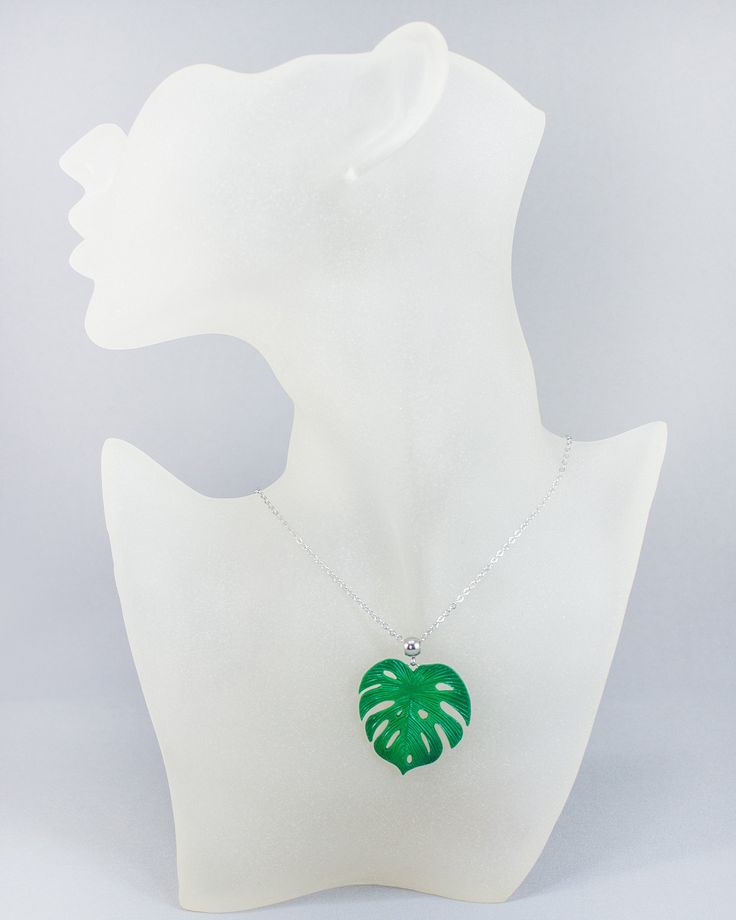 Monstera Tropical Leaf necklace. Green palm leaf pendant - good choice for summer, rest and having fun. This tropical necklace will be nice gift for her, especially if she's monstera leaf lover. Leaf are handmade from polymer clay, not fragile, not afraid of water, do not change color with time. READY TO SHIP 🍃 Dimensions: Size of leaf 1.38 * 1.38 inches (3.5 * 3.5 cm) The length of the chain to choose from when placing an order 🍃 Materials: - Polymer clay - Stainless steel (not darken) ❀ All Handmade Tropical Green Jewelry, Green Leaf-shaped Necklace For Gift, Green Necklace With Adjustable Chain For Beach, Green Adjustable Chain Necklace For Beach, Trendy Leaf-shaped Jewelry Gift, Handmade Green Leaf Necklace, Trendy Green Leaf-shaped Jewelry, Trendy Green Charm Necklace For Gift, Trendy Green Charm Necklace Perfect For Gifts