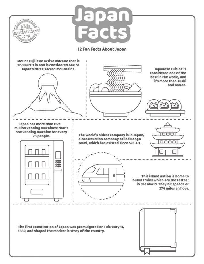 the japan fact worksheet with instructions for children to learn how to make it