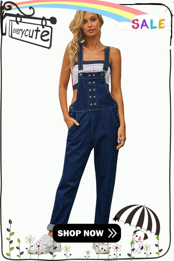 Grommet Detail Dark Blue Denim Overall Casual Jeans With Button Closure In Blue, Casual Blue Jeans With Button Closure, Casual Denim Blue Jean Overalls, Casual Denim Blue Overall Jeans, Casual Dark Wash Denim Overalls, Casual Blue Denim Jumpsuit, Non-stretch Denim Jumpsuit With Button Closure, Denim Blue Overall Jeans With Button Closure, Denim Blue Jeans Overall With Button Closure