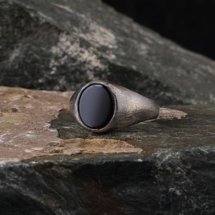 valentines day gift for boyfriend Onyx Man Ring, Pinky Ring, Minimal Men Ring ,Gemstone Handmade Oxidized Man Ring,Silver Man Handmade Ring, Husband Ring,Men Silver Gift Ring DIMENSIONS : - Sterling silver ring MATERIALS: - Solid 925 sterling silver PRODUCTION METHOD: - Handmade with Care INTERNATIONAL SHIPPING: - We use International Priority Shipping Service - 5-10 Business Days - FREE Shipping PACKAGING: - All handmade sterling silver rings are nicely packaged ready to gift in elegant jewelry Oval Stainless Steel Signet Ring As Gift, Oval Stainless Steel Signet Ring For Gift, Stainless Steel Oval Rings For Gifts, Stainless Steel Round Band Rings For Gift, Gift Stainless Steel Round Band Ring, Classic Signet Ring With Round Stone For Gift, Modern Rings With Stone Setting As Gift, Modern Rings With Stone Setting For Gift, Gemstone Signet Ring With Round Band As A Gift