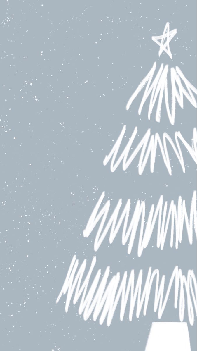 a drawing of a christmas tree with the words written in white on it, against a blue background