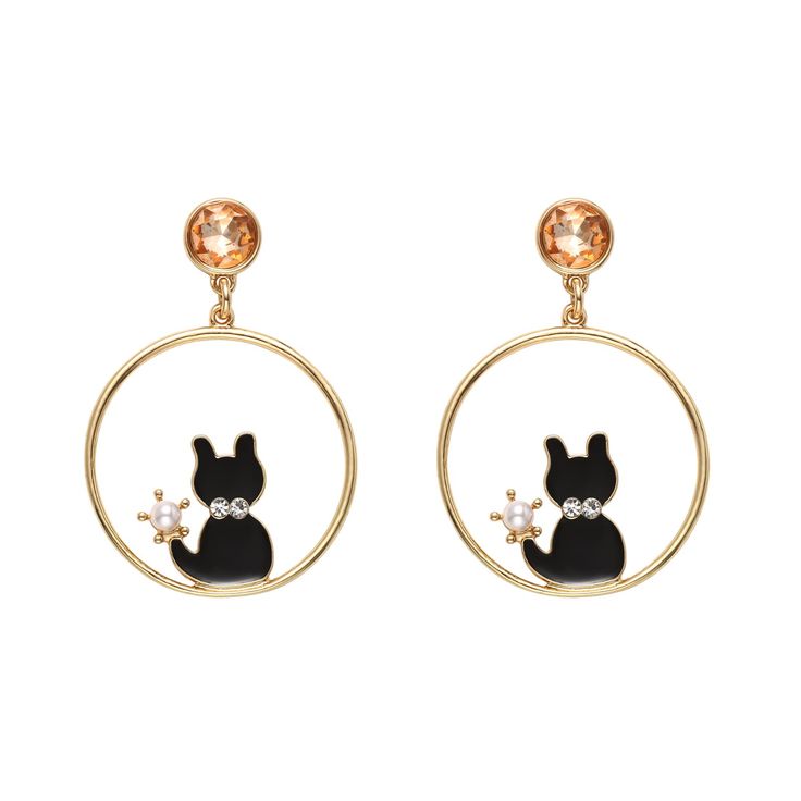 PRICES MAY VARY. CAT EARRINGS SIZE : Earrings pendant size 1.38"(3.5 cm), width is 1.97"(5 cm) RECOMMEND IT TO CAT LOVERS : Cat lovers will love the cat earrings. You can also buy them in memory of your family, as it is a reminder of how much they were a part of your life and the many wonderful times you spent together. WONDERFUL DESIGN INSPIRATION : Cats keep us company through the long years and make us feel less lonely. These cat earrings exist to celebrate the harmony between humans and animals. EXQUISITE WORKMANSHIP : The dainty cat earring is made of gold plated brass and glass. Our cat jewelry is hypoallergenic and non-fading. CAT JEWELRY GIFTS : Our cat earrings are casual yet dressy, making them a perfect gift for women, wives, girlfriends, grandmothers, mothers, sisters, daughter Cat Hoop Earrings, Black Cat Design Drop Earrings, Novelty Black Cat Design Jewelry, Cute Cat Design Dangle Earrings, Black Cat Earrings, Party Hair Accessories, Flamingo Earrings, Evil Eye Earrings, Animal Earrings