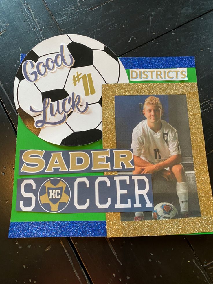 there is a soccer card on the table