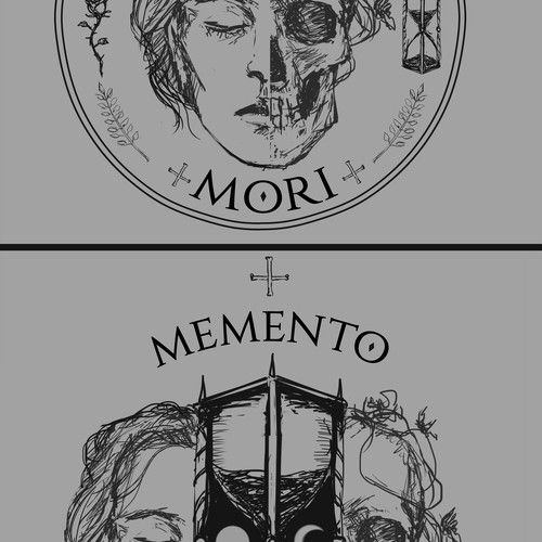 two black and white posters with the words mori and mementoo