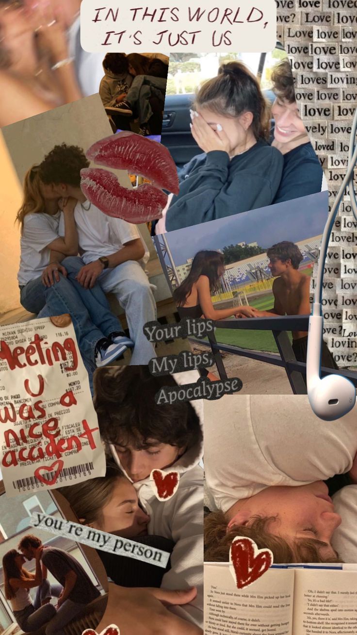 the collage has many different pictures and words on it, including an image of a man laying in bed