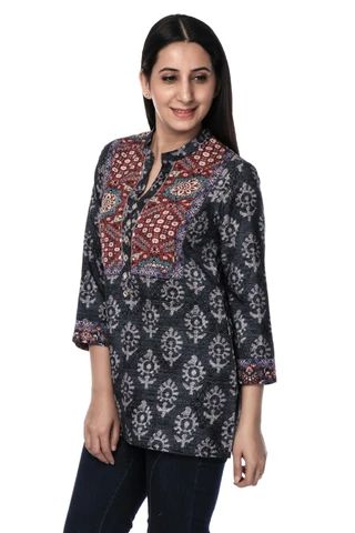 /collections/kurtis Casual Black Festive Kurta, Black Long Sleeve Cotton Tunic, Black Straight Kurta For Casual Wear, Casual Black Straight Kurta, Black Cotton Tops For Eid, Black Cotton Tunic Top, Traditional Printed Black Tops, Black Cotton Straight Kurta, Traditional Black Printed Top