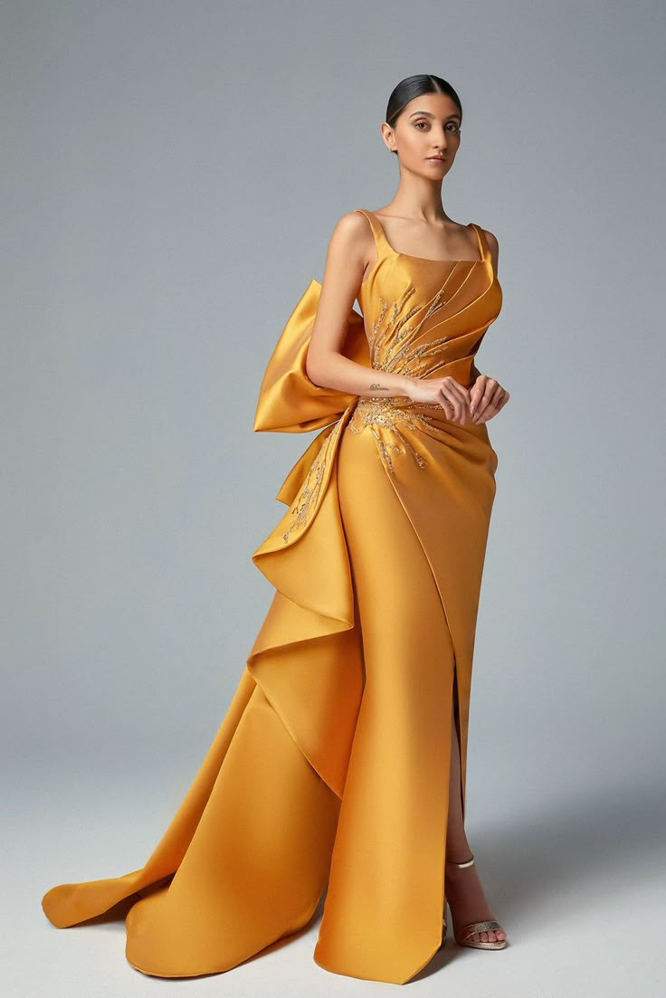 Hufflepuff Gown, Dress Top Designs, 2023 Gowns, Brocade Evening Dress, Elegant Evening Dresses, Elegant Evening Dress, Couture Evening Dress, Beautiful Evening Dresses, Draped Bodice