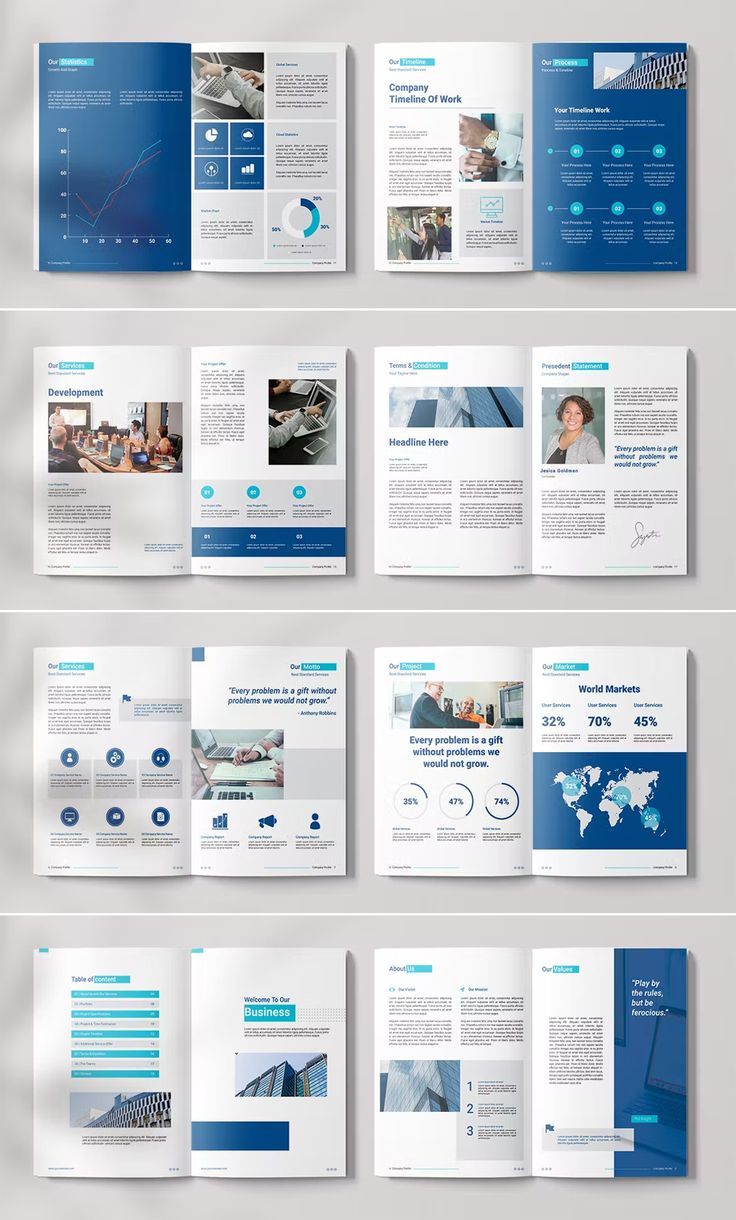 an image of a brochure with blue and white colors