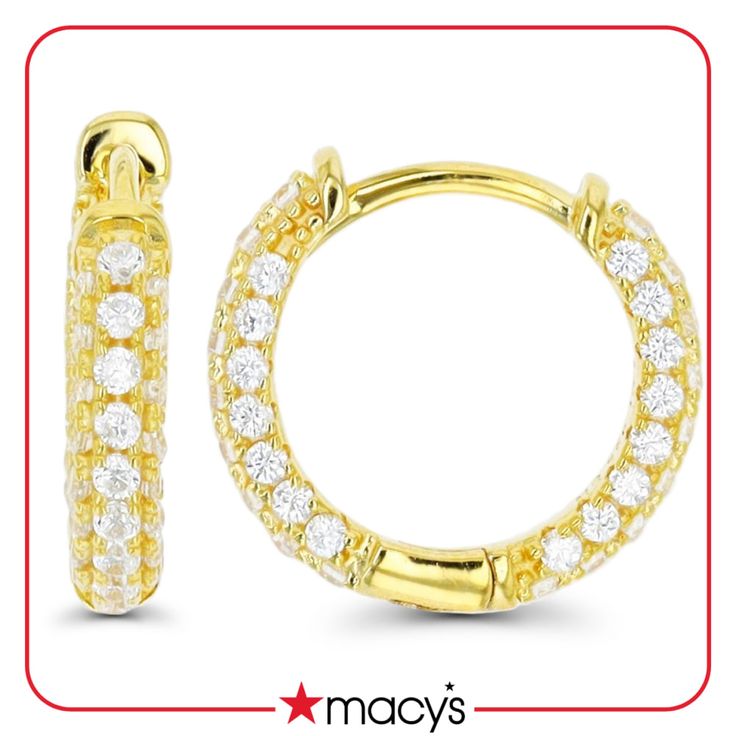 in stock Macy's Classic Gold Diamond Earrings, Gold Diamond Earrings From Macy's As A Gift, 14k Gold Hallmarked Huggie Jewelry, Gold Hallmarked Round Cut Diamond Earrings, Gold Round Cut Hallmarked Diamond Earrings, Macy's Yellow Gold Cubic Zirconia Earrings, Macy's Yellow Gold Earrings, Gold Small Hoop Diamond Earrings In Sterling Silver, Gold Round Cut Hoop Earrings Gift