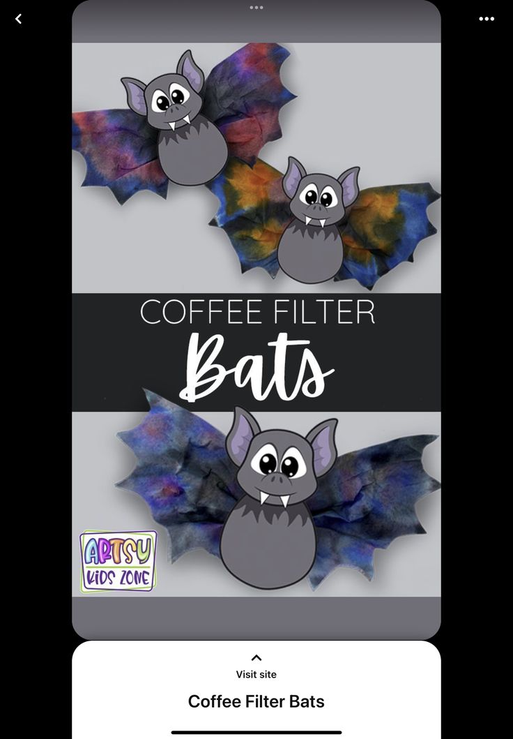 coffee filter bats with the words coffee filter bats on them and an image of two bats