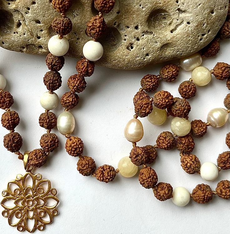 Sunspray Pearl and yellow Jasper Sacred Rudraksha Seed Mala Prayer Beads 108 beads brass sun flower fixing P3 Yellow Jasper, 108 Bead, Prayer Beads, Yoga Meditation, Bead Charms, Sunflower, Meditation, Etsy Accessories, Great Gifts