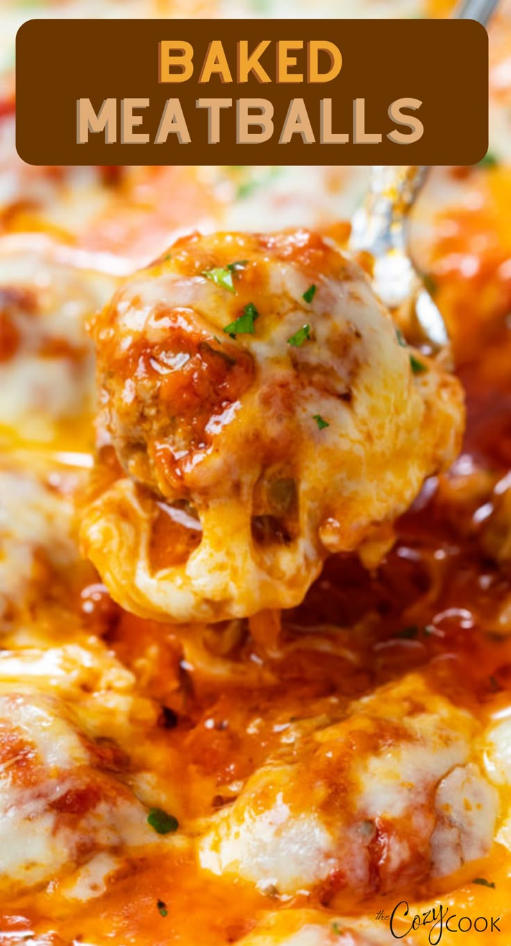 Baked Meatballs in marinara sauce topped with melted mozzarella cheese Oven Baked Meatballs In Sauce, Pork And Turkey Meatballs, Italian Dish For Potluck, Meatloaf Balls Recipes, Recipes Using Italian Meatballs, Crockpot Meatballs Italian, Crockpot Italian Meatballs, Best Meatballs Ever, Cheese Meatballs