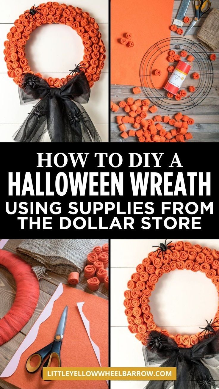 how to diy a halloween wreath using supplies from the dollar store