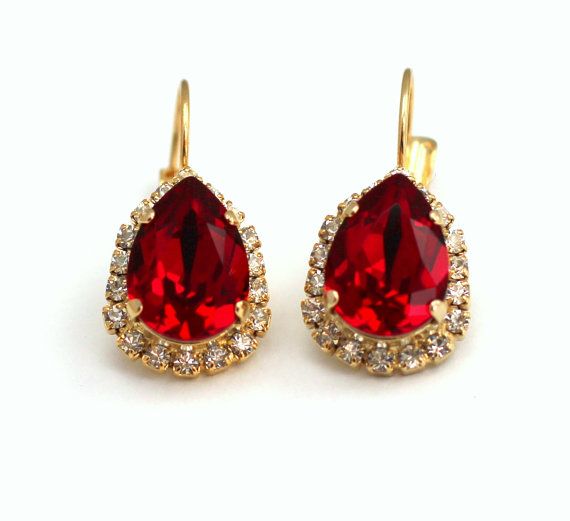 Ruby Drop earrings, Crystal Red Ruby Swarovski Halo drop earrings Crystal, Gift for Women, Bridal Ruby earrings, Gift for her, Ruby earrings. Arrives in our signature Petite Delights by Ilona Rubin® Box. Sent By Registered Insured mail. Petite Delights is an Official SWAROVSKI® Branding Partner Official Swarovski Elements® Partner Made with real genuine high quality Austrian Swarovski ©Crystal . Our brand is legally licensed & authorized By Swarovski Company for high quality manufacturin... Red Clip-on Earrings For Party, Red Drop Earrings For Bridal Gift, Red Drop Bridal Earrings As Gift, Red Earrings For Christmas Wedding, Red Earrings For Christmas Formal Occasion, Red Earrings For Christmas Formal Events, Red Earrings For Wedding And Christmas, Red Clip-on Jewelry For Wedding, Red Christmas Earrings For Formal Occasions