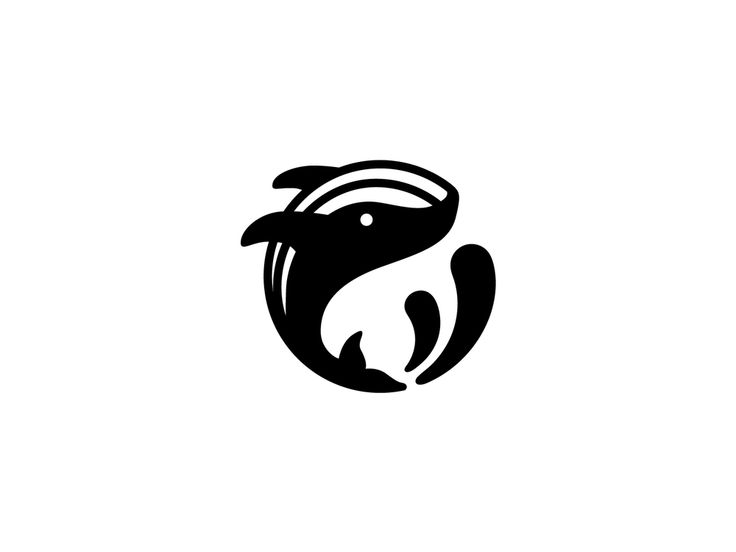 a black and white logo with an image of a bird on it's head