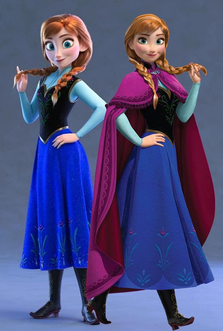 two frozen princesses standing next to each other with their hands on their hipss