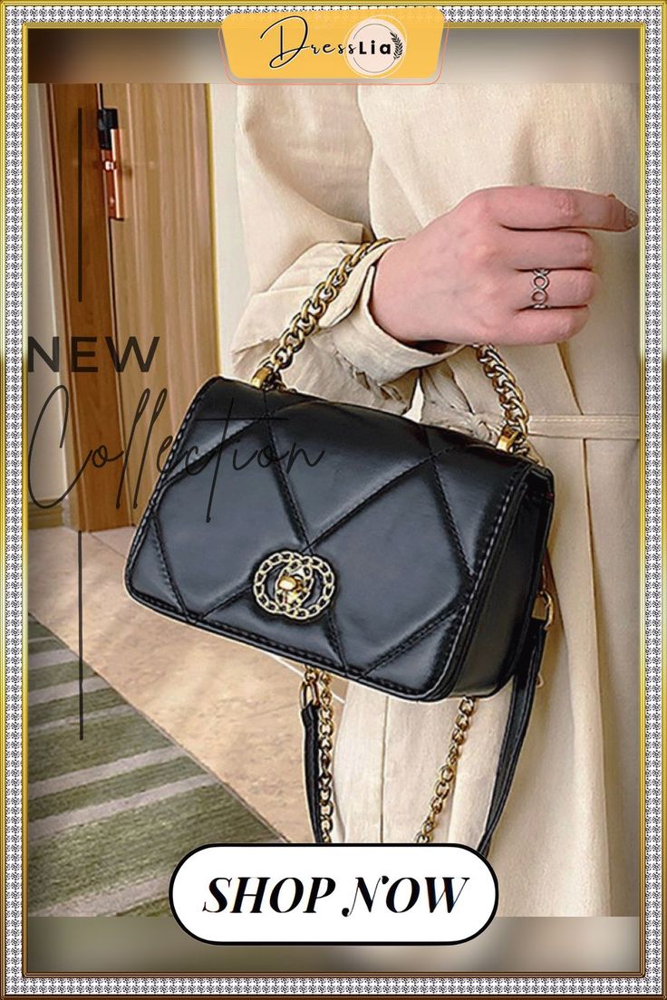 Quilted Chain Strap Casual Bag Trendy Square Bag With Branded Hardware, Square Bags With Chain Strap For Shopping, Rectangular Flap Bag With Chain For Evening, Square Bag With Gold Chain For Daily Use, Evening Satchel Shoulder Bag With Chain, Crossbody Evening Bag With Chain Strap For Shopping, Shopping Shoulder Clutch With Chain Strap, Chain Strap Clutch Shoulder Bag For Shopping, Elegant Crossbody Shoulder Bag With Gold Chain