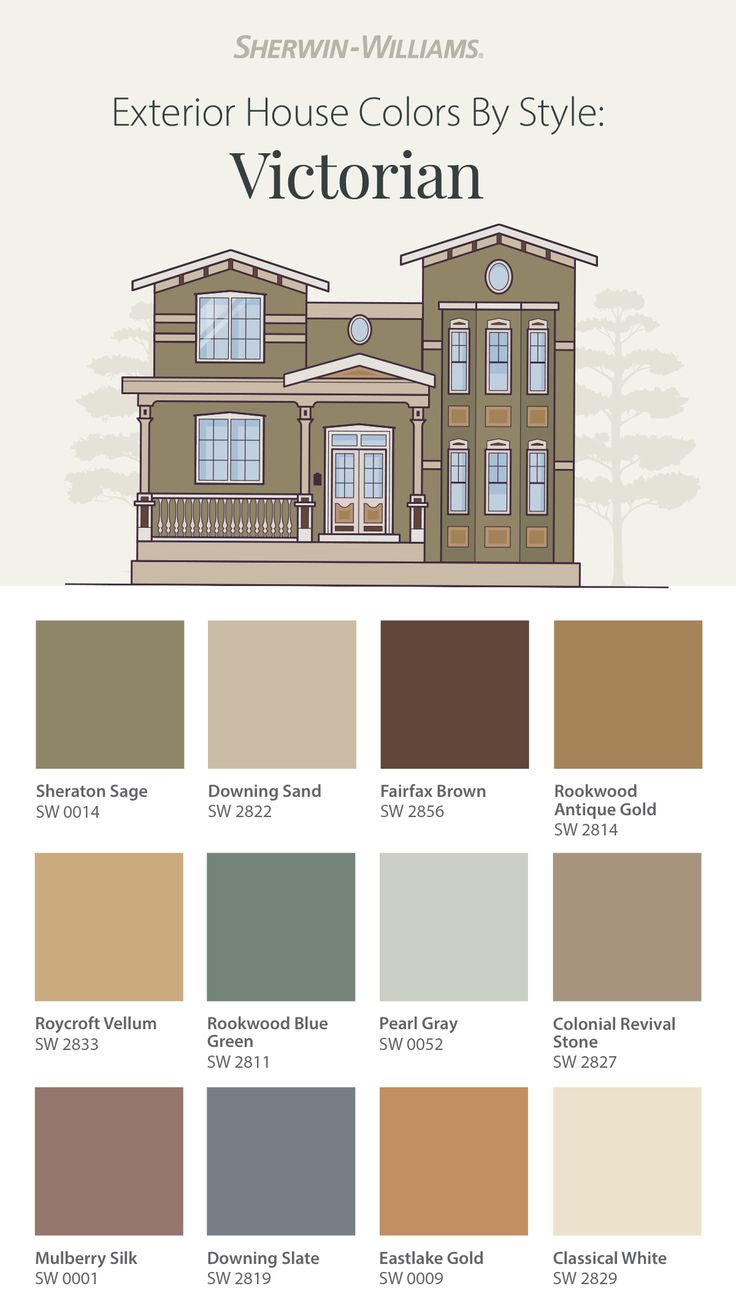 the exterior house colors by style, which are brown and tan with white trims