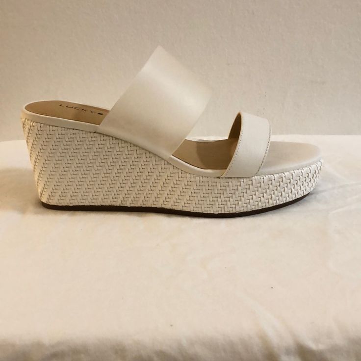 Lucky Brand Bright White Leather 3” Wedge Sandals * These Are Bright White. Lighting Does Not Capture This. Modern Wedge Sandals For Spring, Chic Synthetic Medium Width Wedge Sandals, Summer Leather Slip-on Wedge Sandals, Cream Leather Wedge Sandals With Cushioned Footbed, Leather Slip-on Summer Wedge Sandals, Cream Leather Wedge Sandals For Beach, Chic Medium Width Wedge Sandals For Vacation, White Leather Summer Wedge Sandals, Cream Platform Wedge Sandals Slip-on