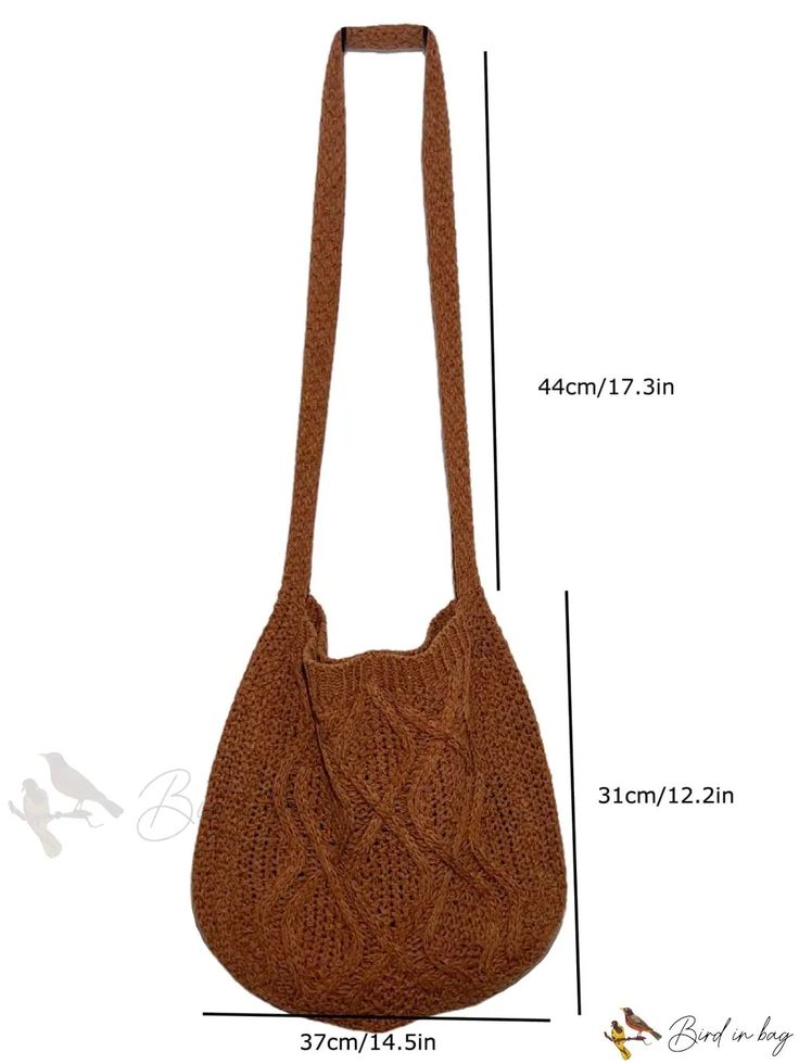 Bird in Bag - Fashion Crochet Bag for Women Chic Knitted Shoulder Bag, Trendy Brown Crochet Bag With Adjustable Strap, Casual Crochet Pouch Shoulder Bag, Brown Knitted Bag For Everyday Use, Casual Crochet Crossbody Bag For Shopping, Brown Knitted Crochet Shoulder Bag, Brown Knitted Shoulder Bag For Daily Use, Brown Knitted Rectangular Shoulder Bag, Casual Knitted Pouch Bag