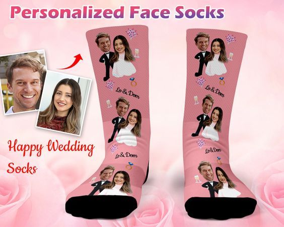 personalized wedding socks with photo and text