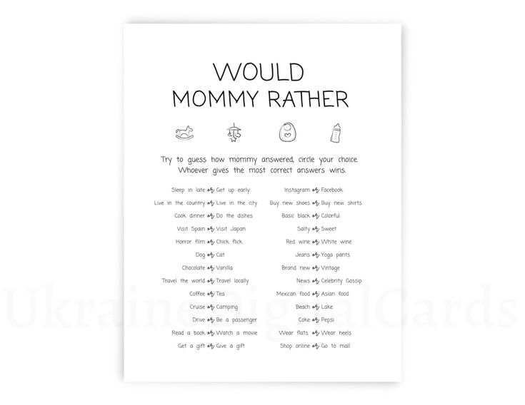 a poster with the words would mommy rather