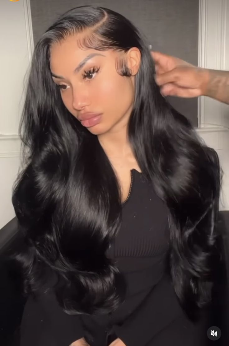 Black Women Hairstyles Side Part, Jet Black Side Part Quickweave, Side Part 28 Inch Wig, Side Part Hair Black Women, Side Part Hairstyles Prom, Curled Hair Side Part, Straight Side Part Sew In, Side Part Hairstyles Wig, Black Wig Side Part