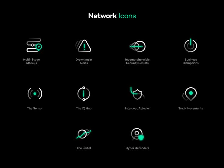 the network icon set is shown in green